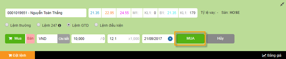 Hướng dẫn đặt lệnh nhiều ngày (GTD)